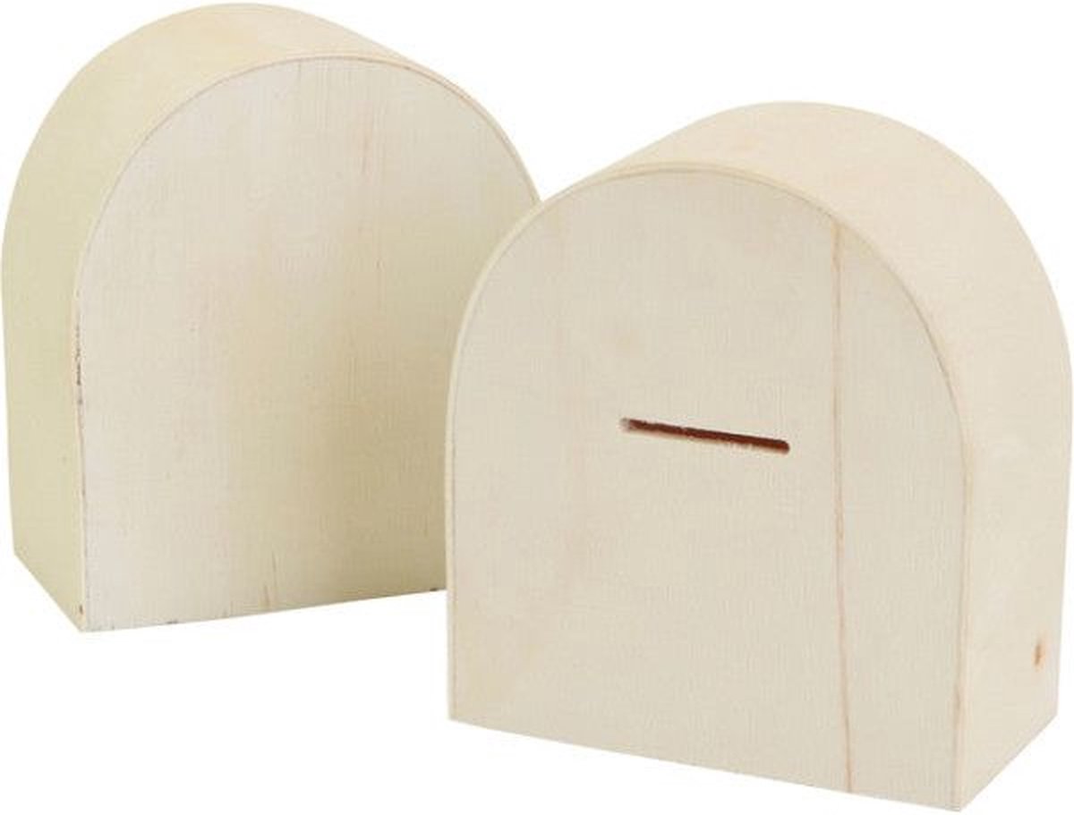Spaarpot creativ company hout 10x9cm | Doos a 12 stuk | 12 stuks